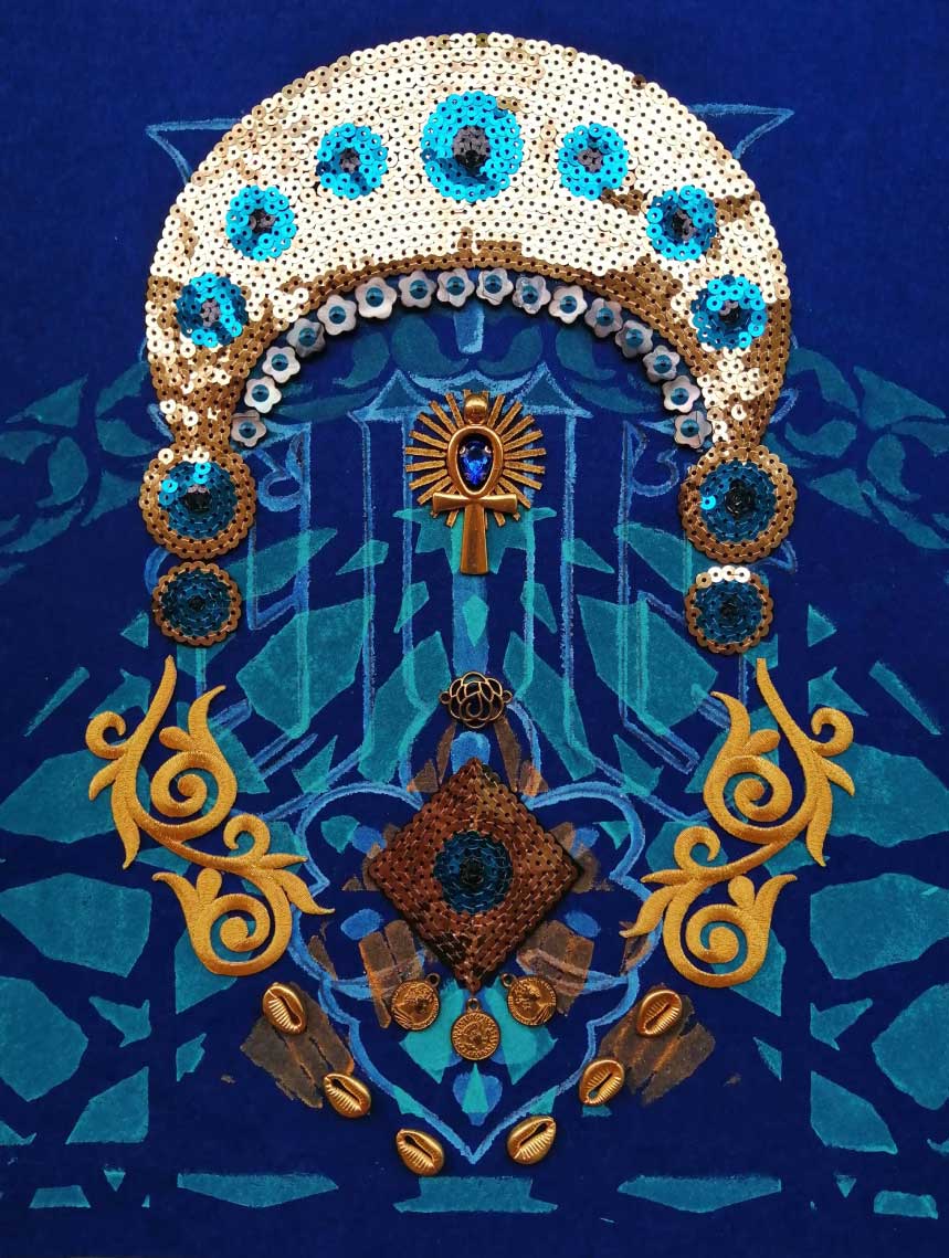 Coeurs sacrés Relique Talisman, oeuvre réalisée par Aurellll'Art, artiste plasticienne à La Réunion