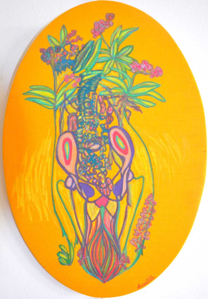 Éclosion, peinture sur tissus, réalisée par Aurellll'Art