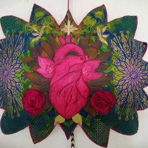 Cœur anatomique et fleur, oeuvre réalisée par Aurellll'Art, La Réunion 2024