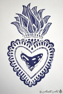 coeurs-sacres-gravure-sur-papier-21x297cm-numerotee-2025-realisee-par-aurellll-art-artiste-peintre-et-plasticienne-a-la-reunion-974